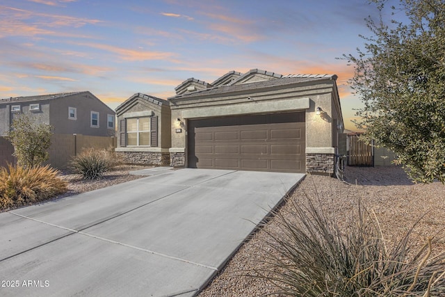 view of front of property with a garage