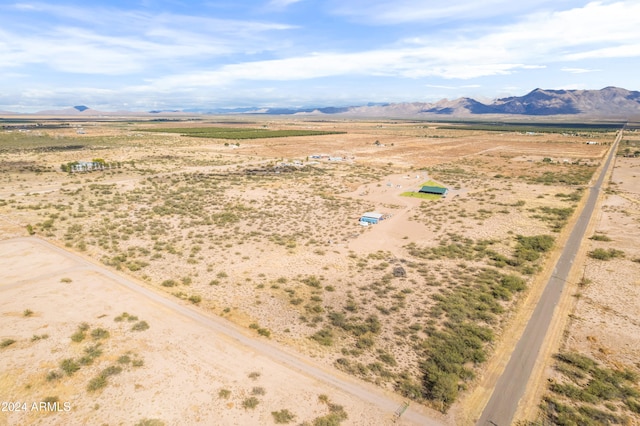 bird's eye view featuring a mountain view and a rural view