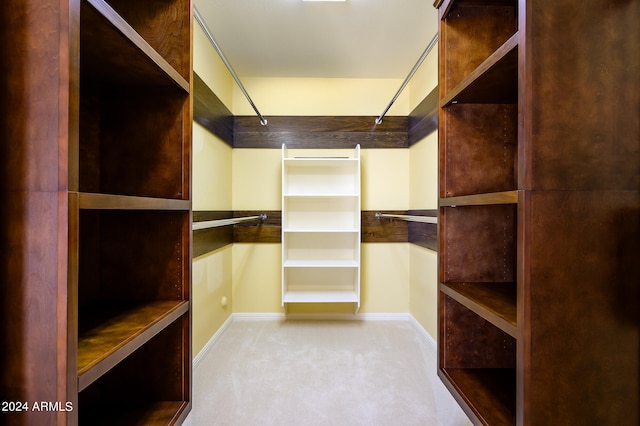 spacious closet with light carpet