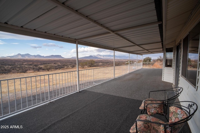 view of patio featuring a mountain view