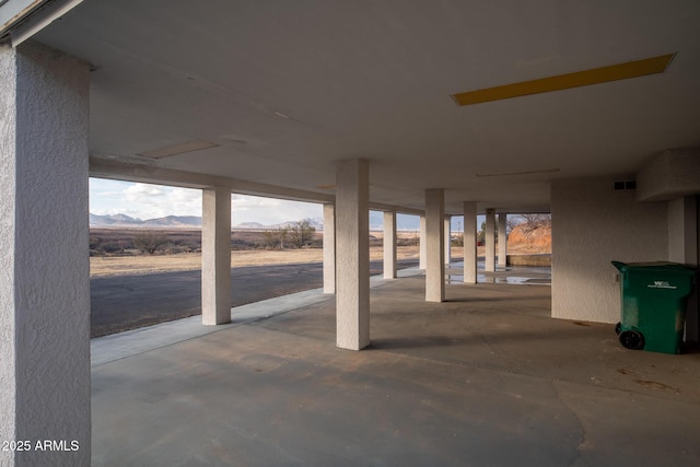 view of patio featuring a mountain view