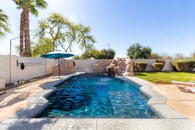 4497 E Carriage Way, Gilbert, AZ 85297 - view of swimming pool with a fenced backyard and a patio area