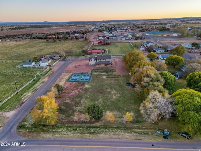 view of aerial view at dusk