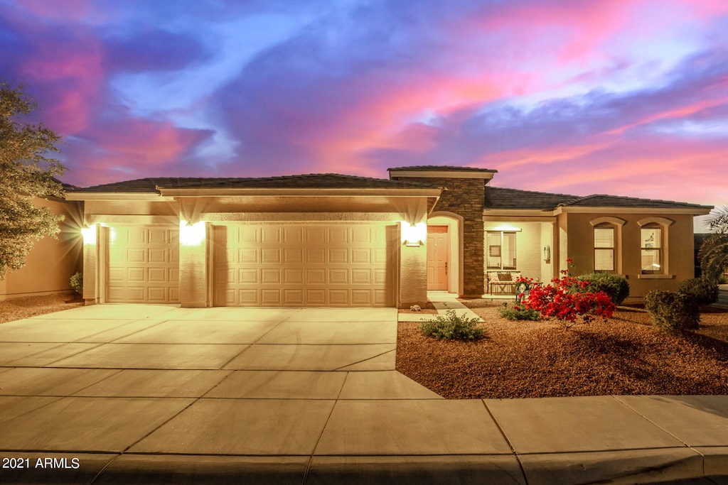 view of front of house with a garage