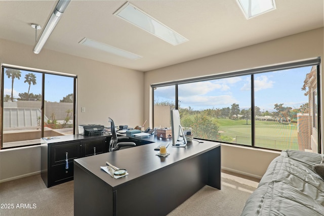 3033 E Claremont Ave, Phoenix, AZ 85016 - home office with a skylight, light colored carpet, and baseboards