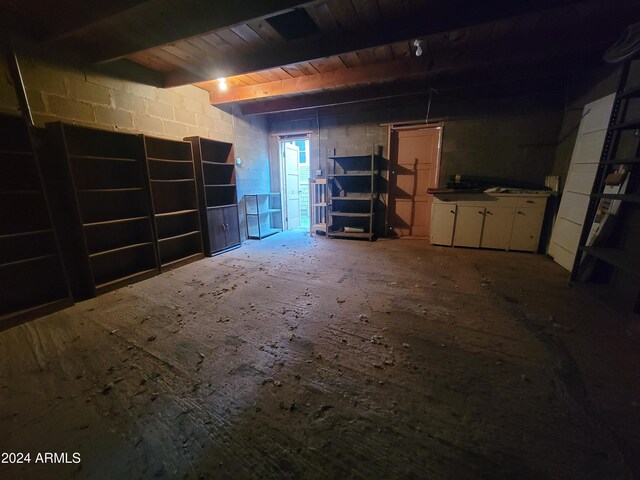11 Black Knob Vw, Bisbee, AZ 85603 - basement featuring concrete block wall and wooden ceiling