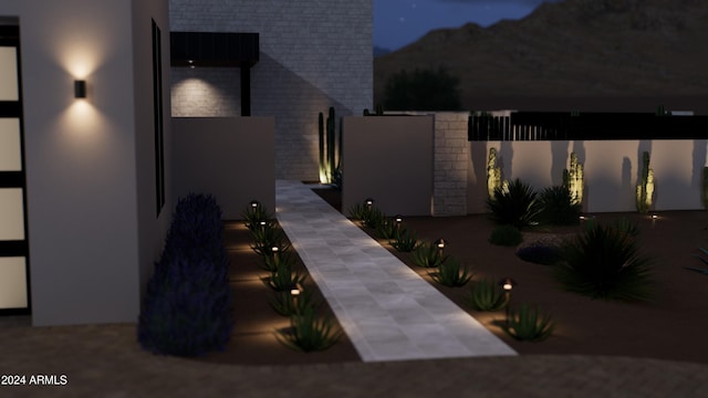 view of patio at twilight