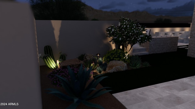 view of patio at night