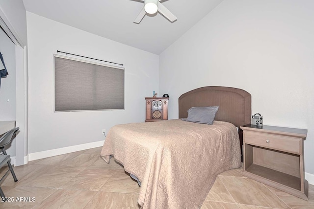 1623 E Runion Dr, Phoenix, AZ 85024 - bedroom with vaulted ceiling, baseboards, and ceiling fan