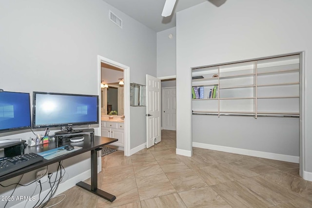 1623 E Runion Dr, Phoenix, AZ 85024 - home office with a ceiling fan and baseboards