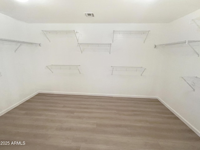 walk in closet featuring hardwood / wood-style flooring