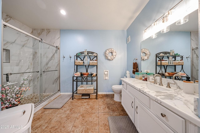 10030 W Indian School Rd Unit 101, Phoenix, AZ 85037 - bathroom featuring a marble finish shower and vanity