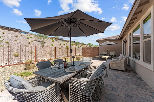 view of patio / terrace with an outdoor hangout area