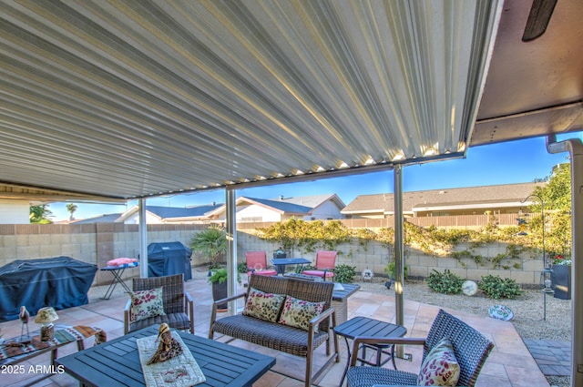 view of patio / terrace with grilling area and outdoor lounge area