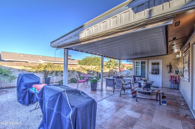 view of patio / terrace featuring a grill