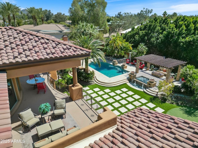 pool featuring a patio, a gazebo, and a pergola