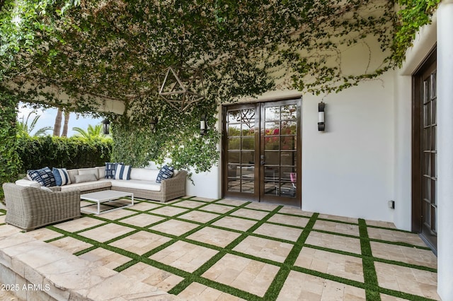 5740 N Casa Blanca Dr, Paradise Valley, AZ 85253 - view of patio / terrace featuring french doors and outdoor lounge area