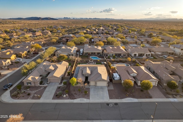 aerial view with a mountain view