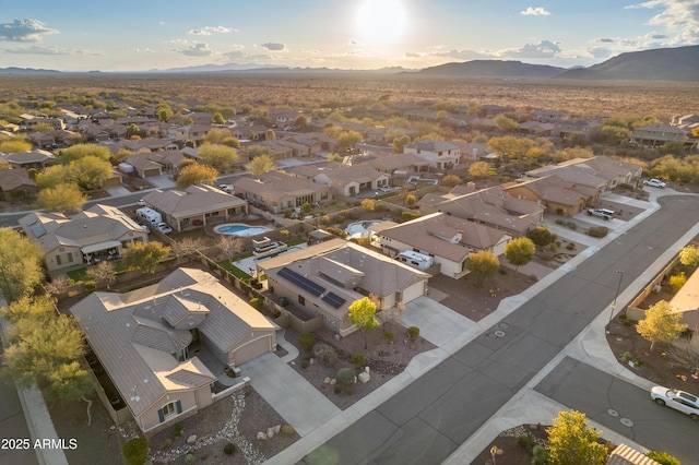 aerial view with a mountain view