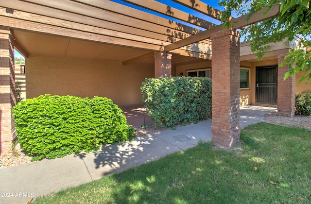 exterior space with a pergola