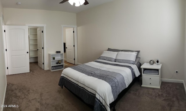 2060 E Quartz St, Mesa, AZ 85213 - bedroom with carpet flooring, a walk in closet, ceiling fan, baseboards, and a closet