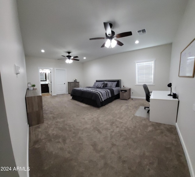 2060 E Quartz St, Mesa, AZ 85213 - carpeted bedroom with a desk, recessed lighting, baseboards, and ceiling fan
