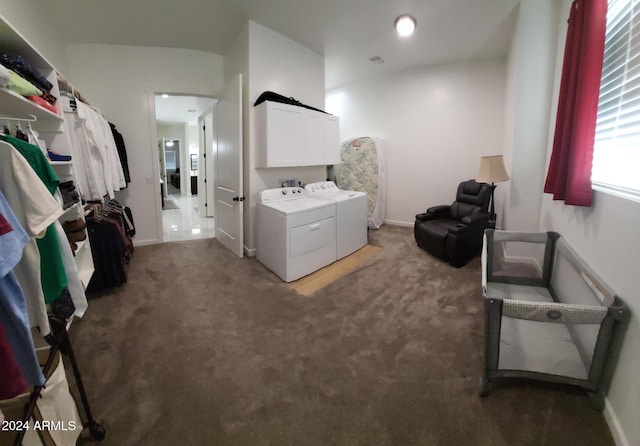 2060 E Quartz St, Mesa, AZ 85213 - living area with washer and dryer, carpet, and baseboards