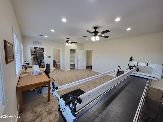 2060 E Quartz St, Mesa, AZ 85213 - exercise room featuring recessed lighting, carpet, baseboards, and a ceiling fan
