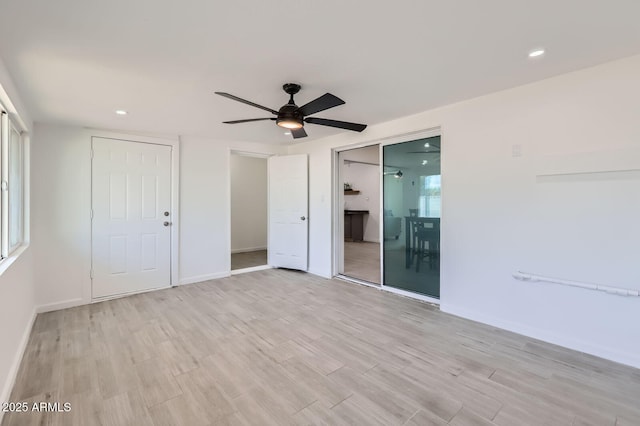 5827 N 22nd Dr, Phoenix, AZ 85015 - unfurnished bedroom with light wood-type flooring, recessed lighting, a closet, and a ceiling fan