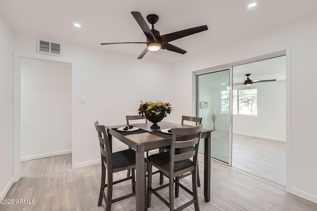 5827 N 22nd Dr, Phoenix, AZ 85015 - dining space featuring ceiling fan, light wood-type flooring, and recessed lighting