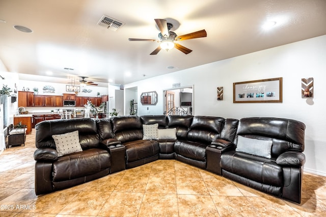 3511 W Allens Peak Dr, San Tan Valley, AZ 85144 - living area with ceiling fan and light tile patterned floors
