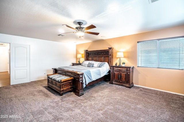 3511 W Allens Peak Dr, San Tan Valley, AZ 85144 - bedroom featuring carpet flooring, a ceiling fan, and baseboards
