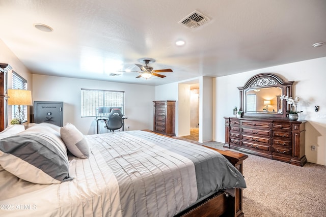3511 W Allens Peak Dr, San Tan Valley, AZ 85144 - bedroom with light colored carpet and ceiling fan