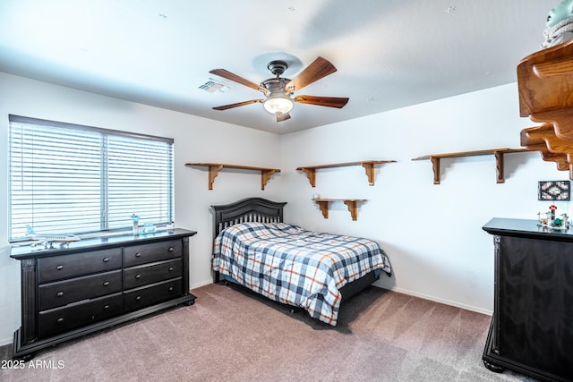 3511 W Allens Peak Dr, San Tan Valley, AZ 85144 - bedroom with carpet flooring, baseboards, and a ceiling fan