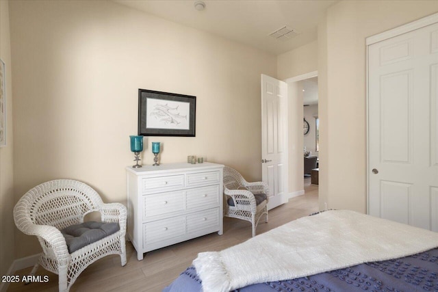 bedroom featuring light hardwood / wood-style flooring