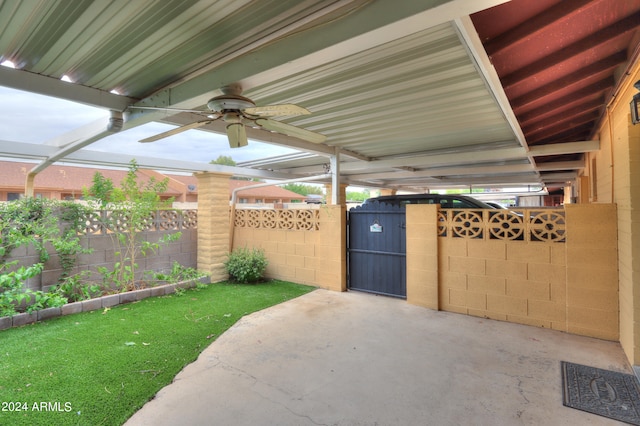 view of patio with ceiling fan