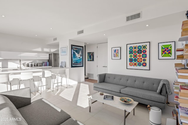 view of tiled living room