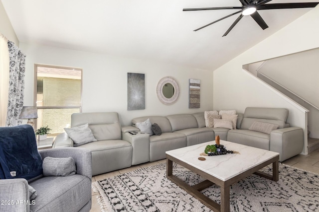 19230 N 5th St, Phoenix, AZ 85024 - living area with ceiling fan and vaulted ceiling