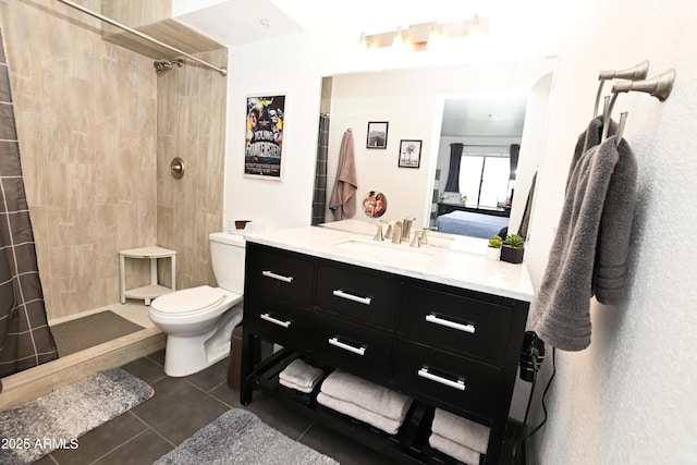 7777 E Main St Unit 227, Scottsdale, AZ 85251 - bathroom with vanity, tile patterned floors, and a tile shower