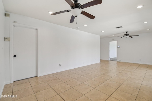 2519 E Geneva Dr, Tempe, AZ 85282 - spare room with ceiling fan, light tile patterned floors, and recessed lighting
