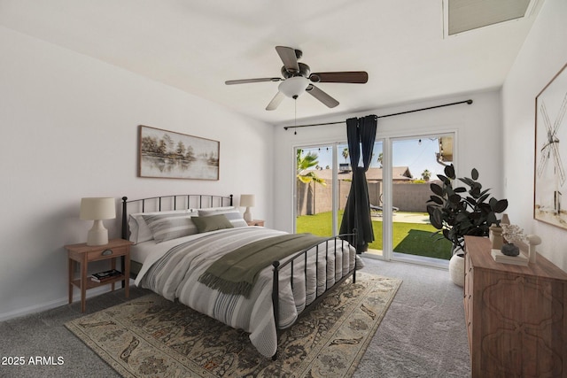 2519 E Geneva Dr, Tempe, AZ 85282 - carpeted bedroom featuring access to exterior and a ceiling fan