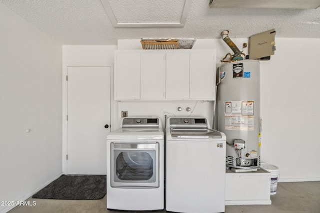 2519 E Geneva Dr, Tempe, AZ 85282 - laundry area with gas water heater, cabinet space, and washer and dryer