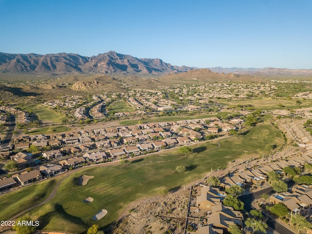 bird's eye view with a mountain view