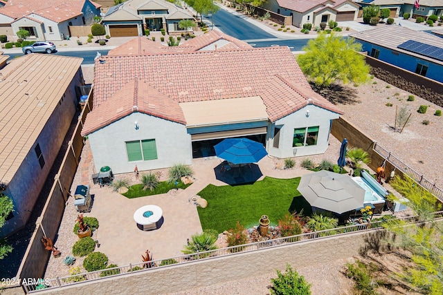 aerial view with a residential view