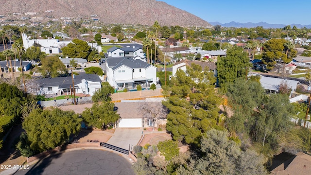 bird's eye view with a mountain view