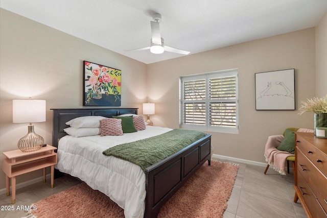 9915 E Cinnabar Ave, Scottsdale, AZ 85258 - bedroom with a ceiling fan, baseboards, and light tile patterned floors