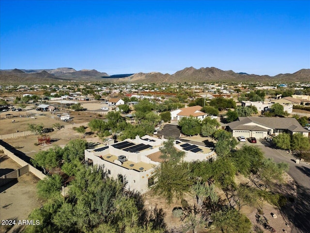 drone / aerial view featuring a mountain view