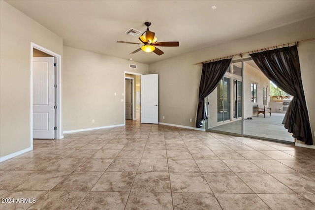 spare room featuring ceiling fan