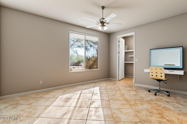 36908 N 19th St, Phoenix, AZ 85086 - unfurnished office with ceiling fan, baseboards, and light tile patterned flooring