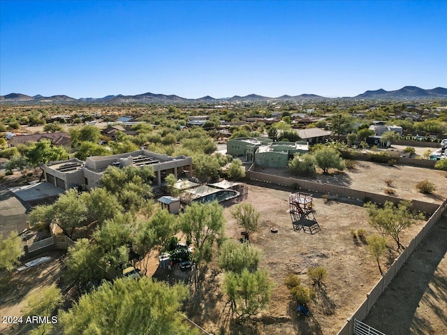 bird's eye view with a mountain view